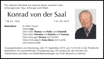 Anzeige von Konrad von der Saal von MGO
