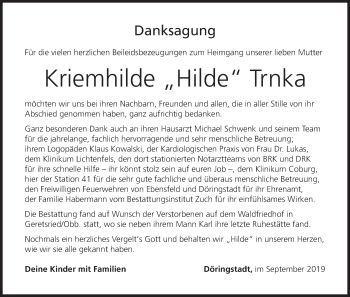 Anzeige von Kriemhilde Trnka von MGO