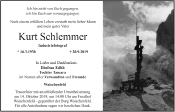 Anzeige von Kurt Schlemmer von MGO