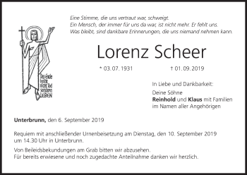 Anzeige von Lorenz Scheer von MGO