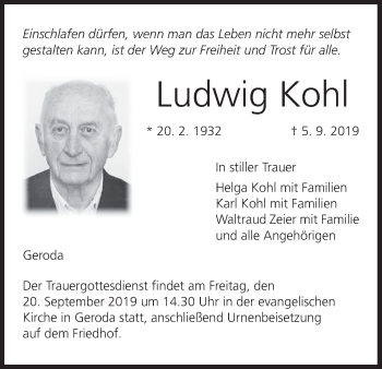 Anzeige von Ludwig Kohl von MGO