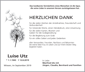 Anzeige von Luise Utz von MGO
