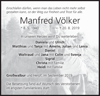Anzeige von Manfred Völker von MGO