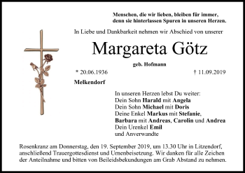 Anzeige von Margareta Götz von MGO