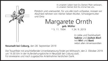 Anzeige von Margarete Ornth von MGO