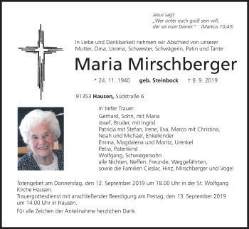 Anzeige von Maria Mirschberger von MGO