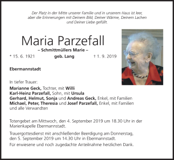 Anzeige von Maria Parzefall von MGO