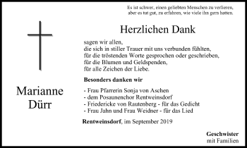 Anzeige von Marianne Dürr von MGO
