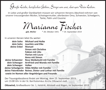 Anzeige von Marianne Fischer von MGO
