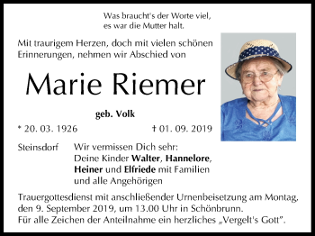 Anzeige von Marie Riemer von MGO
