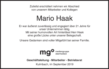 Anzeige von Mario Haak von MGO