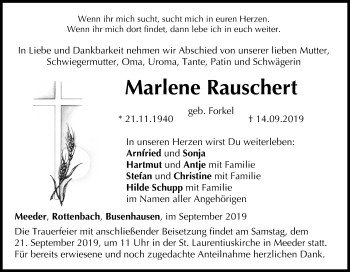 Anzeige von Marlene Rauschert von MGO