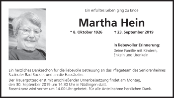 Anzeige von Martha Hein von MGO