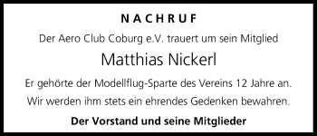 Anzeige von Matthias Nickerl von MGO