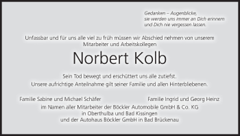 Anzeige von Norbert Kolb von MGO
