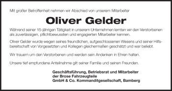 Anzeige von Oliver Gelder von MGO