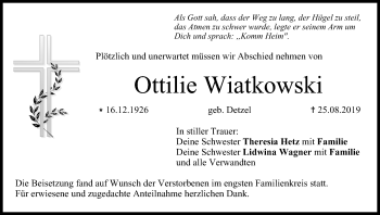 Anzeige von Ottilie Wiatkowski von MGO