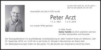 Anzeige von Peter Arzt von MGO