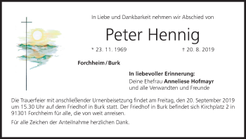 Anzeige von Peter Hennig von MGO