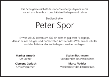 Anzeige von Peter Spor von MGO