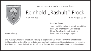 Anzeige von Reinhold Prockl von MGO