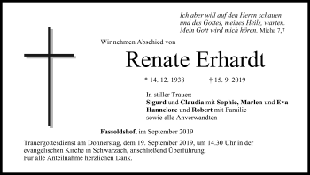 Anzeige von Renate Erhardt von MGO