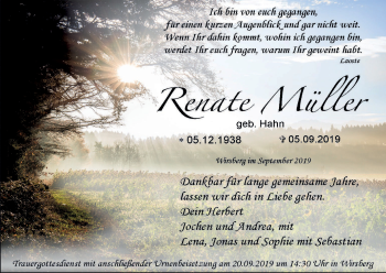 Anzeige von Renate Müller von MGO