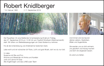 Anzeige von Robert Knidlberger von MGO