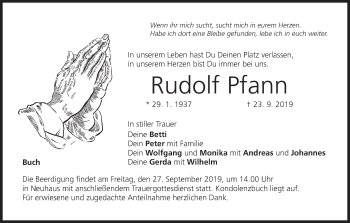 Anzeige von Rudolf Pfann von MGO