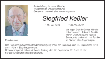Anzeige von Siegfried Keßler von MGO