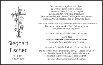 Anzeige von Sieghart Fischer von MGO
