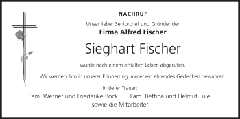 Anzeige von Sieghart Fischer von MGO