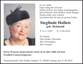 Anzeige von Sieglinde Holleis von MGO