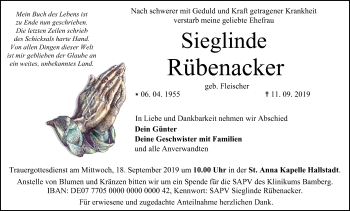 Anzeige von Sieglinde Rübenacker von MGO