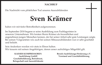 Anzeige von Sven Krämer von MGO