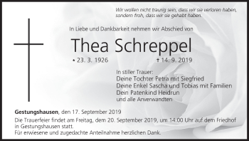 Anzeige von Thea Schreppel von MGO