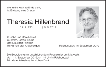 Anzeige von Theresia Hillenbrand von MGO