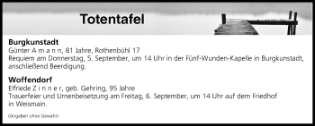 Anzeige von Totentafel vom 05.09.2019 von MGO