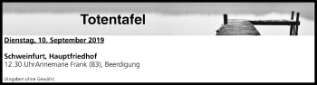 Anzeige von Totentafel vom 10.09.2019 von MGO