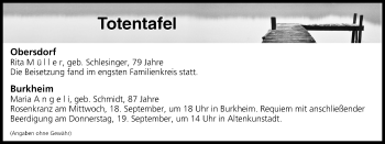 Anzeige von Totentafel vom 18.09.2019 von MGO