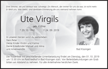 Anzeige von Ute Virgils von MGO