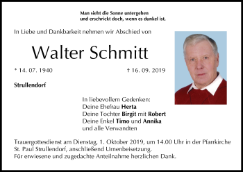 Anzeige von WEalter Schmitt von MGO