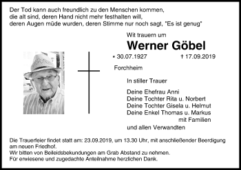 Anzeige von Werner Göbel von MGO