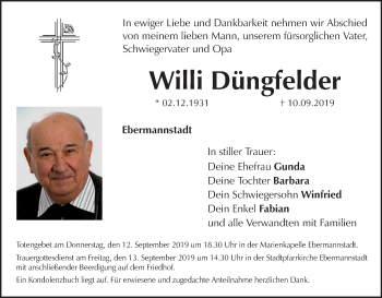 Anzeige von Willi Düngfelder von MGO