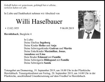 Anzeige von Willi Haselbauer von MGO