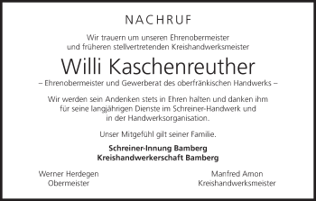 Anzeige von Willi Kaschenreuther von MGO