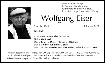 Anzeige von Wolfgang Eiser von MGO