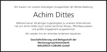 Anzeige von Achim Dittes von MGO