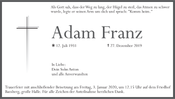 Anzeige von Adam Franz von MGO