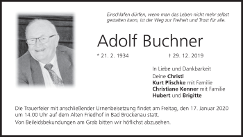 Anzeige von Adolf Buchner von MGO